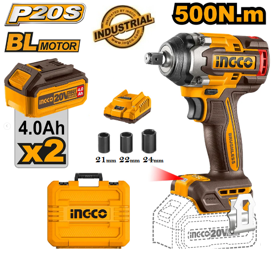 Clé à chocs sans fil 500NM /20 V avec moteur sans balais