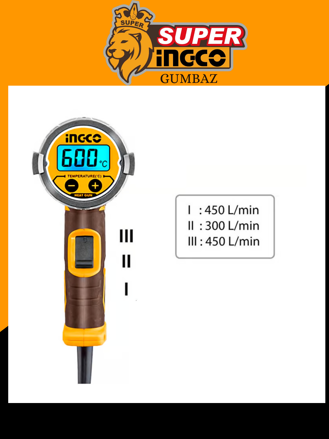 Pistolet Thermique 2000w INGCO HG2000581 – Image 4