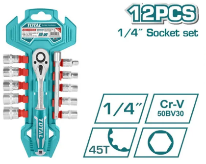Jeu de 12 douilles à cliquet 1/4 THT14114126 TOTAL