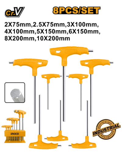 Jeu de 8 clés Torx T10-T50 avec poignée en T INGCO HHKT80838