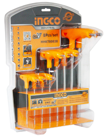 Jeu de 8 clés Torx T10-T50 avec poignée en T INGCO HHKT80838 – Image 2