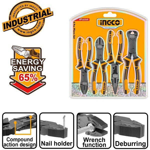 Jeu de pinces Longueur 203,2 mm 4 pièces INGCO HKCPS5841 – Image 3