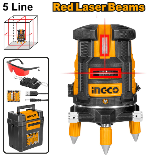 Laser à ligne autonivelante, faisceau laser rouge 5 lignes/ 0 à 20 m HLL306505