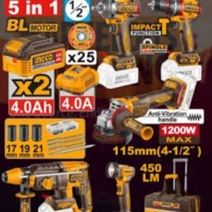 Ensemble de 5 outils industriels sans fil INGCO CKLI2059
