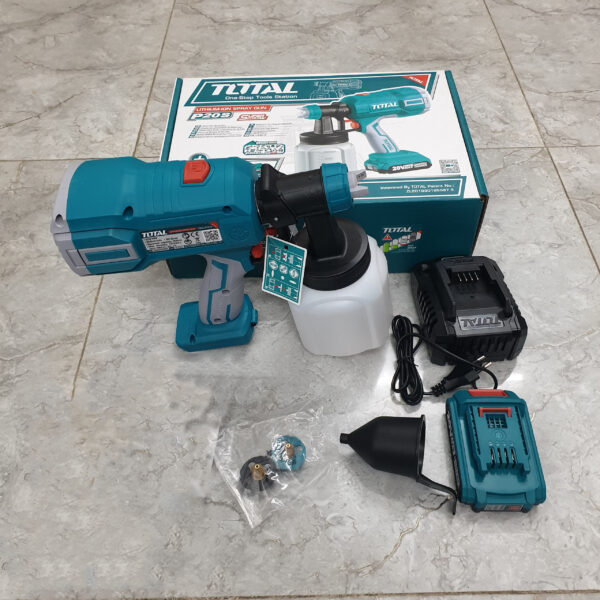 PISTOLET PEINTURE SANS FIL 20V AVEC 1 BATTERIE & 1 CHARGEUR TOTAL – Image 2