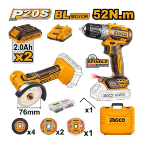 Kit combiné de 2 moteurs sans balais au lithium-ion sans fil INGCO CKLI20278