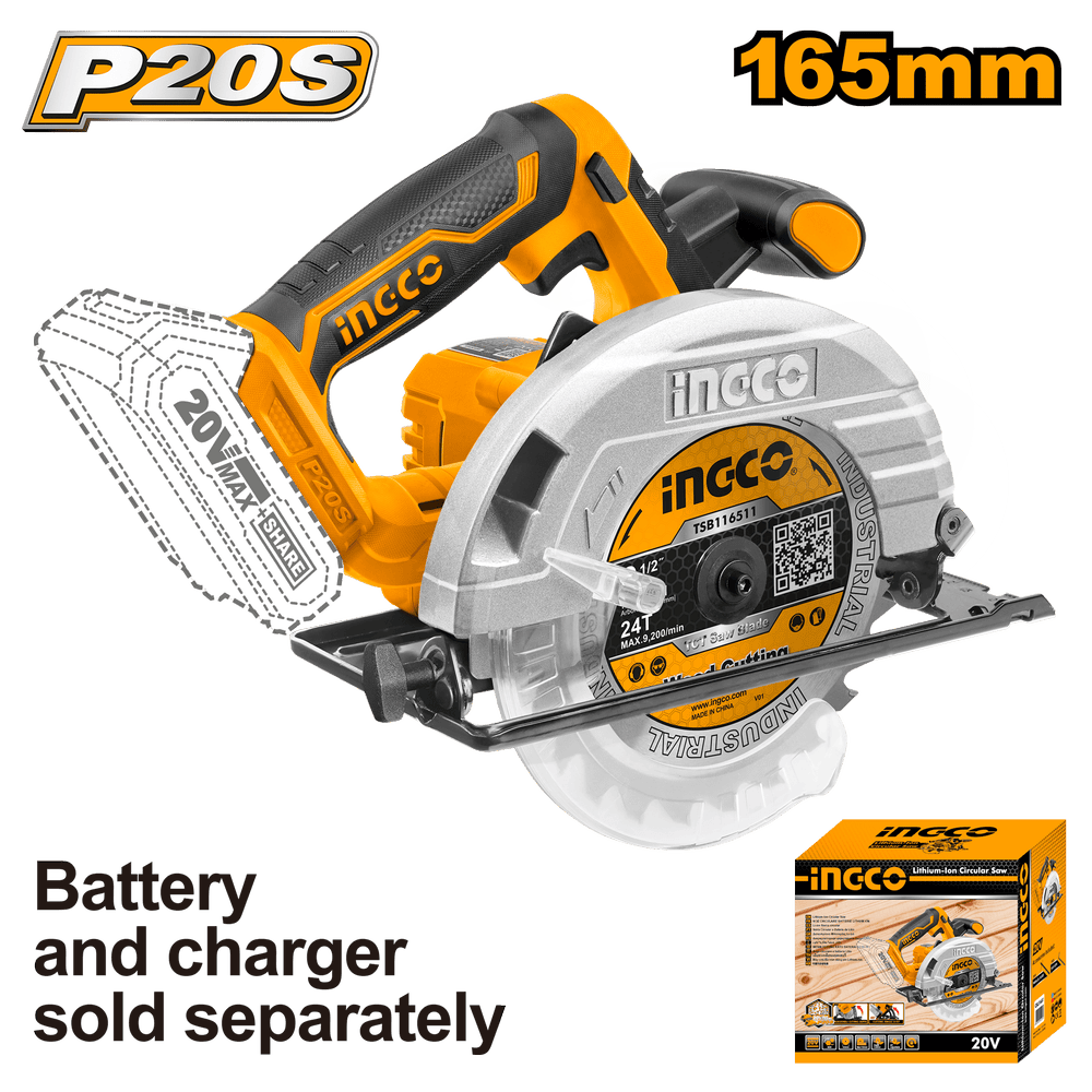 Scie circulaire sans fil 20V INGCO CSLI1651