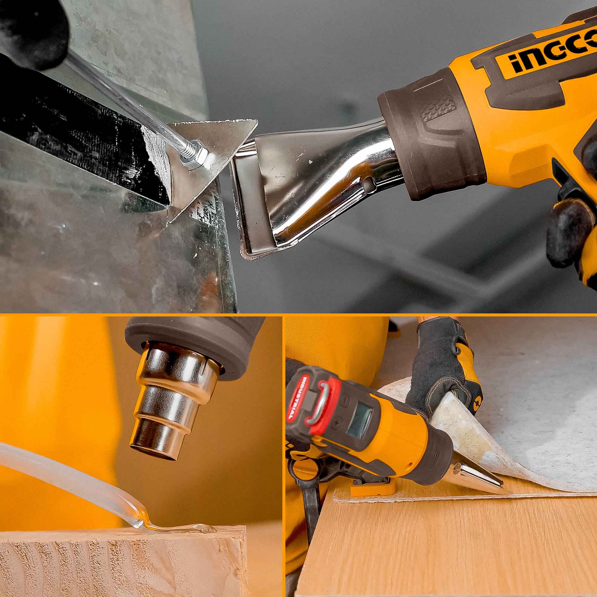 Pistolet thermique sans fil INGCO 20 V 30-300 °C/30-550 °C Température réglable avec écran LCD pour un contrôle précis HGLI20035 – Image 4