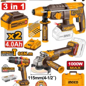PACK 3 PCS INGCO MARTEAUX + VISSEUSE + MEULE INGCO COSLI241198