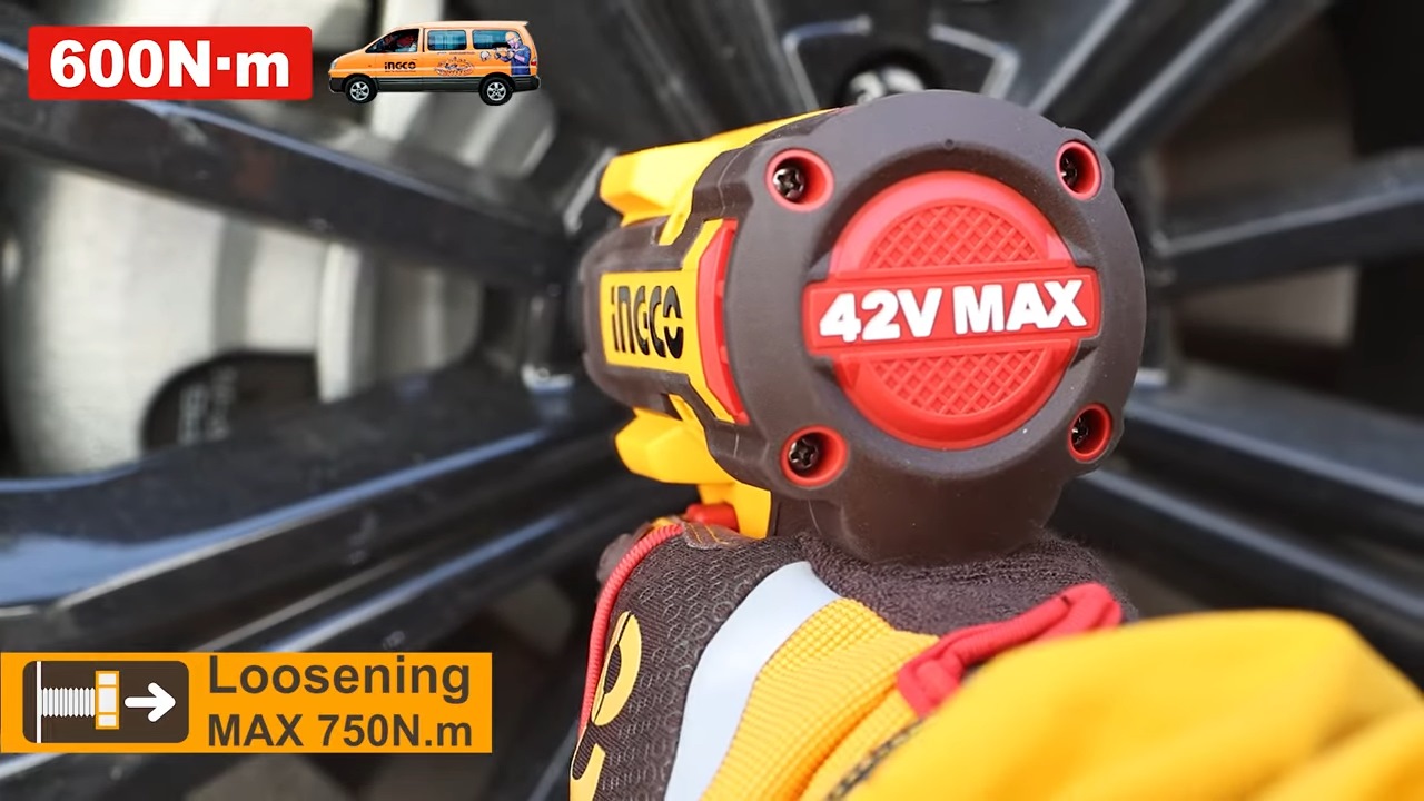 Clé À Chocs INGCO 42 V BL 600 Nm 2 X 2,0 Ah Et Étui CIWLI42602 – Image 3