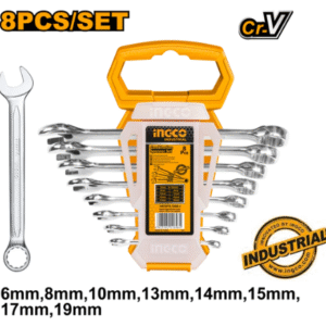 Jeu de 8 clés mixtes INGCO HKSPA1088-I - 6-19 mm, polies finement