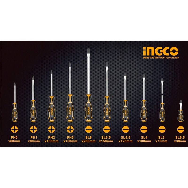 JEU DE TOURNEVIS INGCO 10 PIÈCES 6 PIÈCES (-) ET 4 PIÈCES (+) HKSD1028 – Image 2