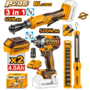 KIT COMBINÉ SANS FIL INGCO 3 PIÈCES COSLI240461