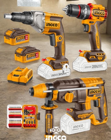 Kit combiné 3 pièces sans fil INGCO COSLI250591 Perceuse sans fil (mandrin de 13 mm) – Image 2