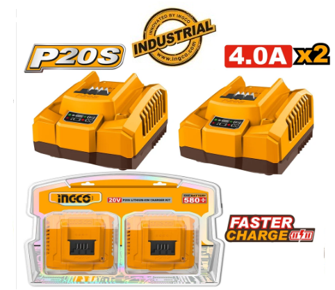 Kit de chargeur lithium-ion INGCO COSLI250388 P20S 4.0AH