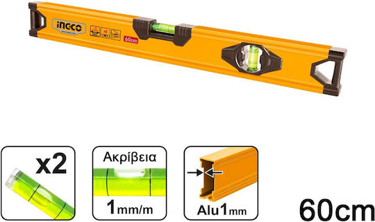 Niveau à bulle INGCO HSL58060 en aluminium 60cm avec 2 œillets