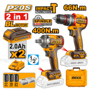 Kit combiné sans fil 2 pièces INGCO CKLI20275