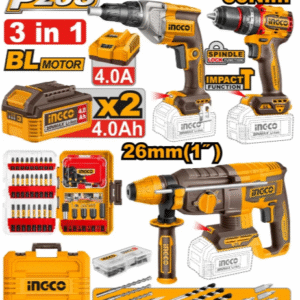 Ensemble din 3 scule cu accumulateur INDUSTRIEL INGCO COSLI250591