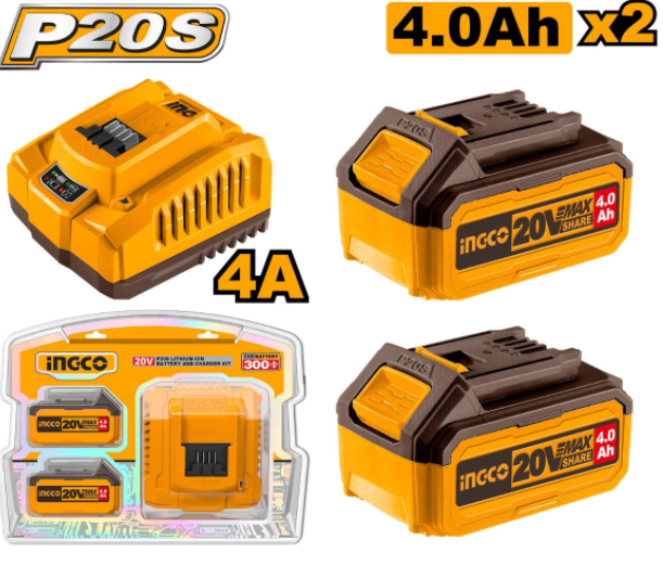 Kit batterie et chargeur lithium-ion P20S 20 V INGCO FBCPK1424
