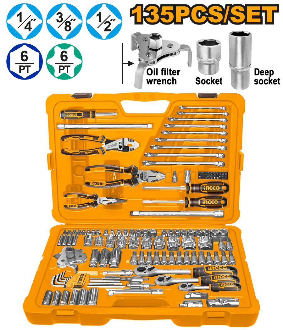 Ensemble d’outils combinés 135 pièces INGCO HKTHP21351