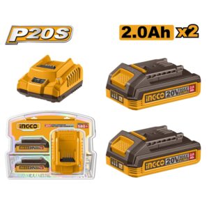 Bloc d'alimentation 20V 2X2.0AH + chargeur INGCO FBCPK1222
