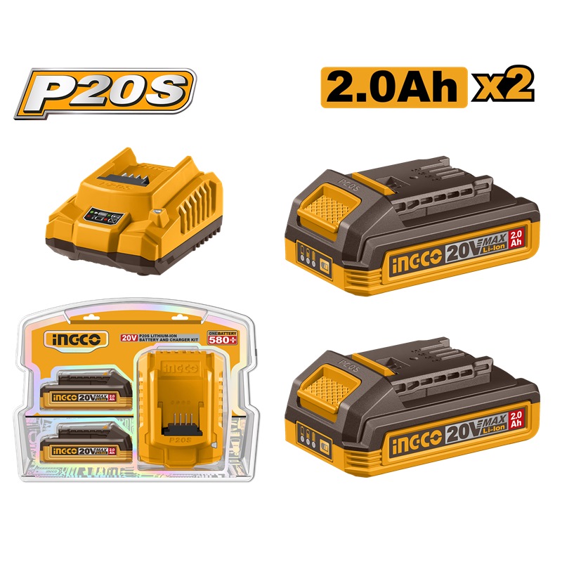 Bloc d'alimentation 20V 2X2.0AH + chargeur INGCO FBCPK1222