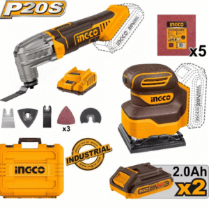 Kit combiné ponceuse orbitale et outil multifonction Ingco 20 V, CKLI20276