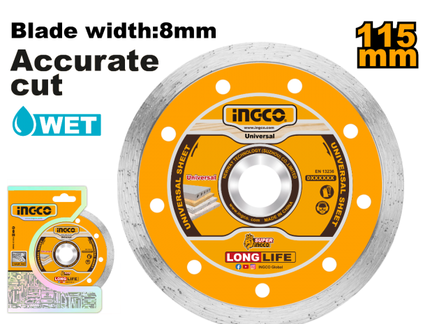 DISQUE A TRONÇONNER DIAMANT 115(4-1/2")X22.2mm/8mm DMD021152