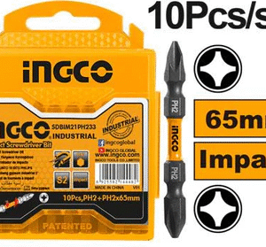 Embout de tournevis à percussion 65 mm (PH2+PH2) INGCO SDBIM21PH233