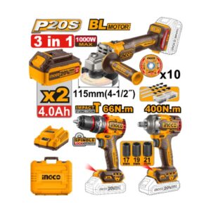 Kit combiné sans fil 20 V 3 pièces – P1C2 | COSLI241291 Ingco