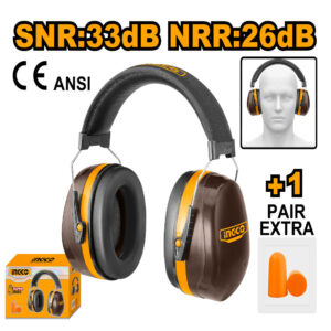 Casque antibruit industriel INGCO HEM3328 33 dB + bouchons d’oreille supplémentaires