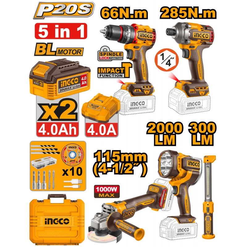 Kit combiné sans fil 5 pièces INGCO – COSLI250692