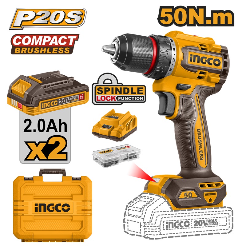 Visseuse Perceuse sans fil compacte 50 N.m INGCO CDLI205062