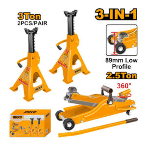 Ensemble de cric de sol INGCO 2,5 tonnes et 2 supports de cric 3 tonnes HJCS2503