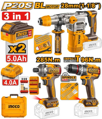 Ensemble de 3 outils sans fil INDUSTRIELS INGCO COSLI250693