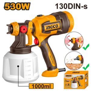 Pistolet À Peinture Électrique INGCO 530 W, Réservoir De 1000 Ml, SPG4506