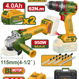 Ensemble perceuse 20 V 62 Nm + meuleuse 950 W 2 x 4,0 Ah JDCK20273 Jadever