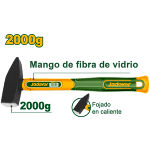 MARTEAU MÉCANIQUE AVEC MANCHE EN FIBRE DE VERRE 2000 G, ACIER AU CARBONE 45 - JDHM1320