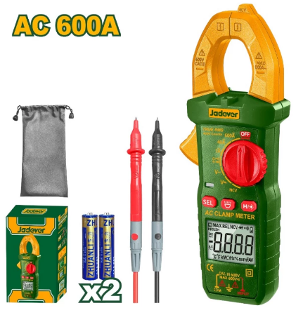 Pince ampèremétrique numérique JADEVER pour courant alternatif, 4000 points, 600 A, test de capacité et de fréquence, écran LCD rétroéclairé (JDDM8601)