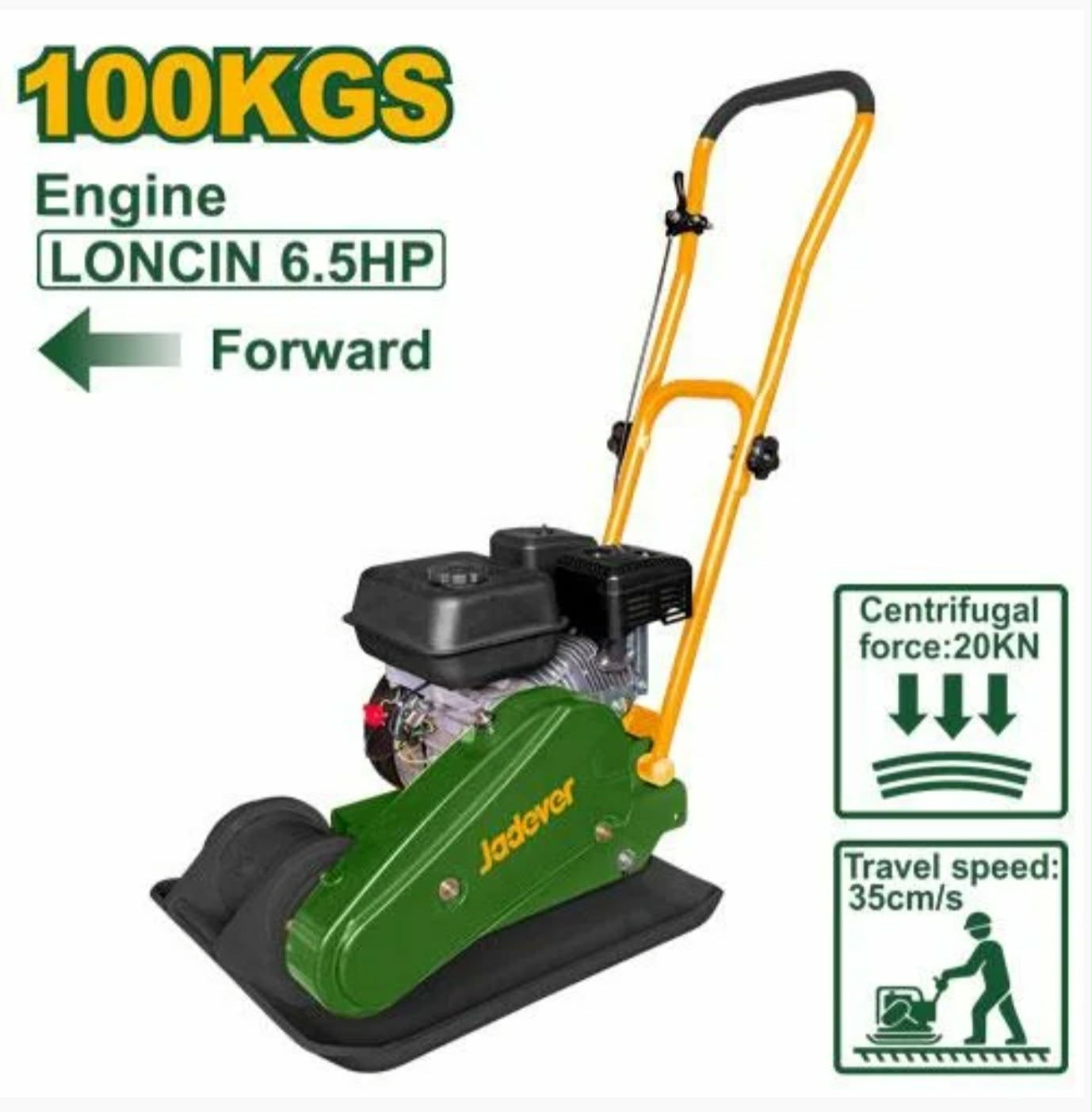 Plaque vibrante à essence 100 kg 6,5 CV JDPM3A100 Jadever