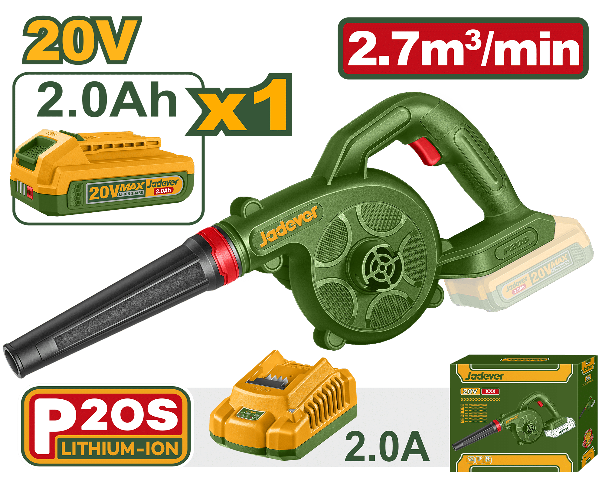 Souffleur 20 V 1 x 2,0 Ah JADEVER JDBLP5521