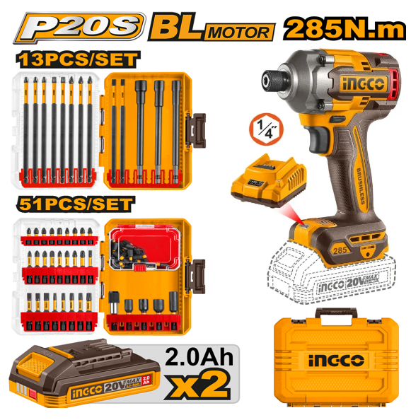 Visseuse à choc 20 V 285n.m INGCO COSLI250784