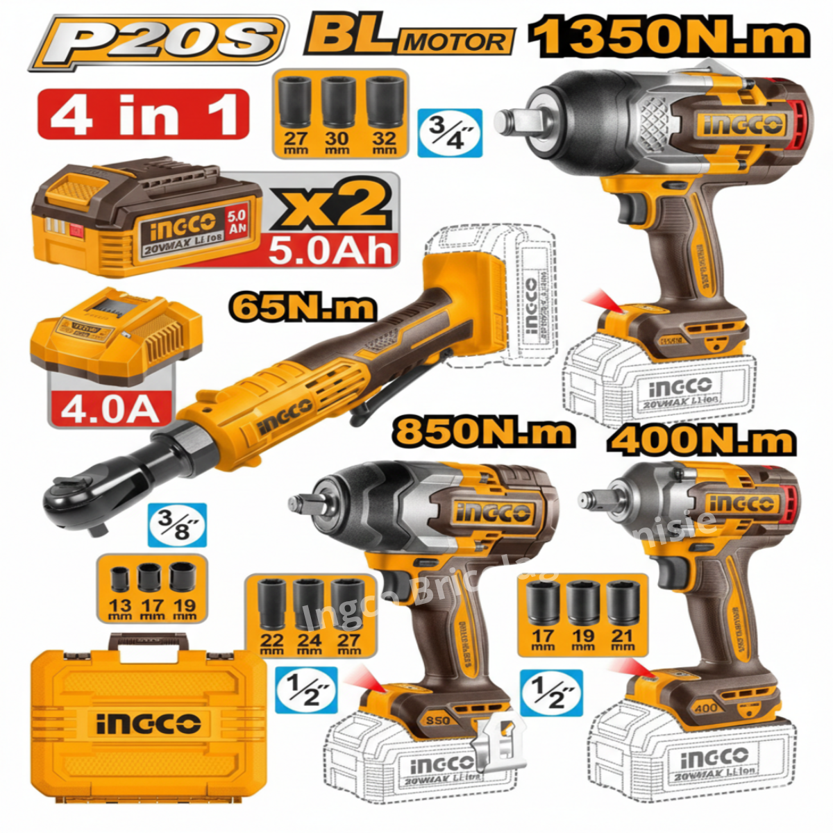 Kit Combo Sans Fil 4 Pièces INGCO COSLI250783