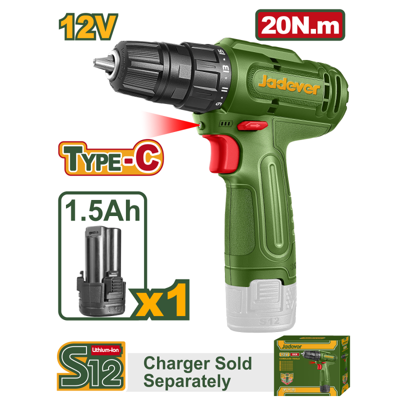 Perceuse sans fil 12V JADEVER JDCDS518