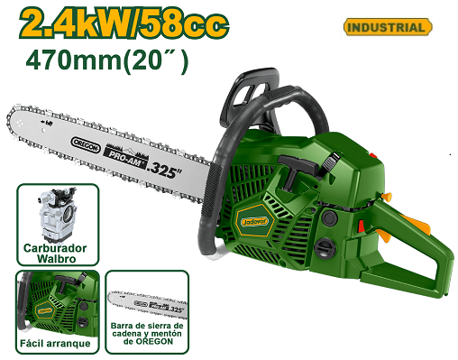 TRONÇONNEUSE 20" 58 CM³ 2,4 KW COURSE 470 MM² JADEVER JDGC2558