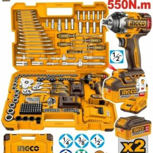 Coffret outils 172 pcs avec clé à choc Brushless 20V 550Nm INGCO HKTHP41723