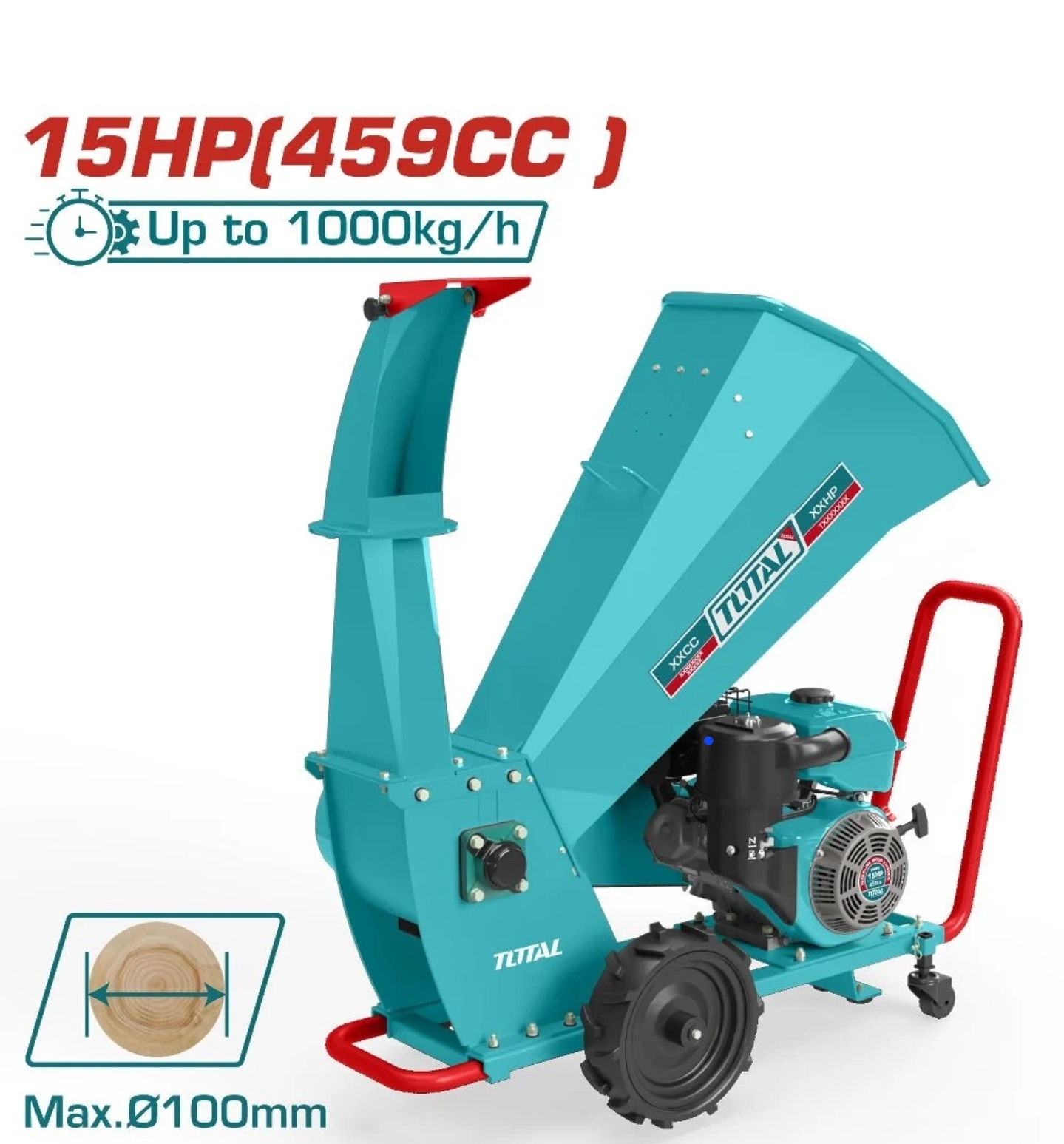 Broyeur Végétaux Thermique Pro 15 HP 459 cc Capacité 1000 kg/h TOTAL TWCS2100