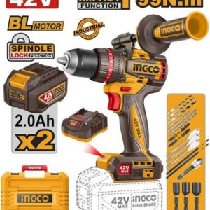 Perceuse À Percussion Compacte INGCO 42V BL 99NM 2 X 2,0AH Et Coffret CIDLI429982