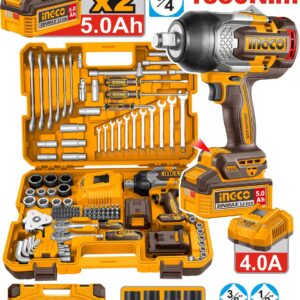 Coffret professionnel INGCO 138 pièces avec clé à chocs 20V HKTHP41383
